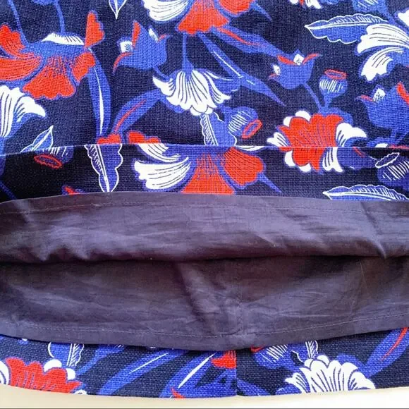 J. Crew Factory Skirt Blue Red Floral Cotton Pencil Mini Skirt Size 6 - Picture 5 of 14